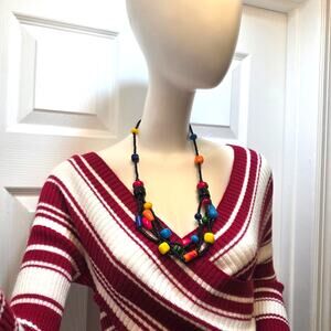 Vibrant Multi-Strand Statement Handcrafted Colorful Glass Beaded Ethnic Necklace